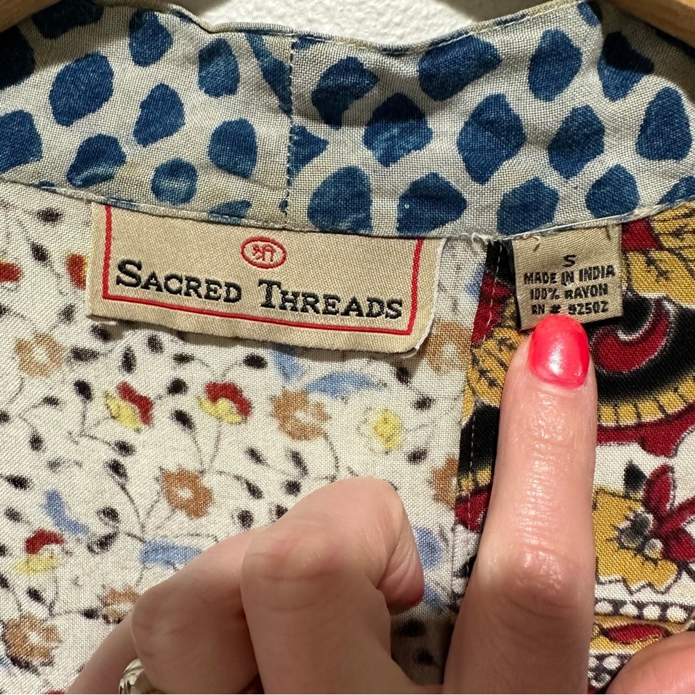 Sacred Threads Boho Patchwork Top - image 3